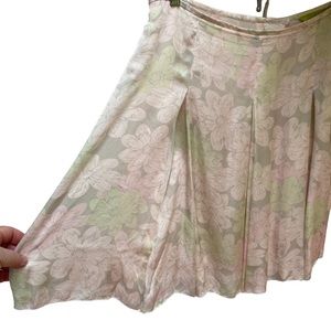 Sigrid Olsen Green & Pink Silk Floral Skirt Fully Lined Size 8 EUC!